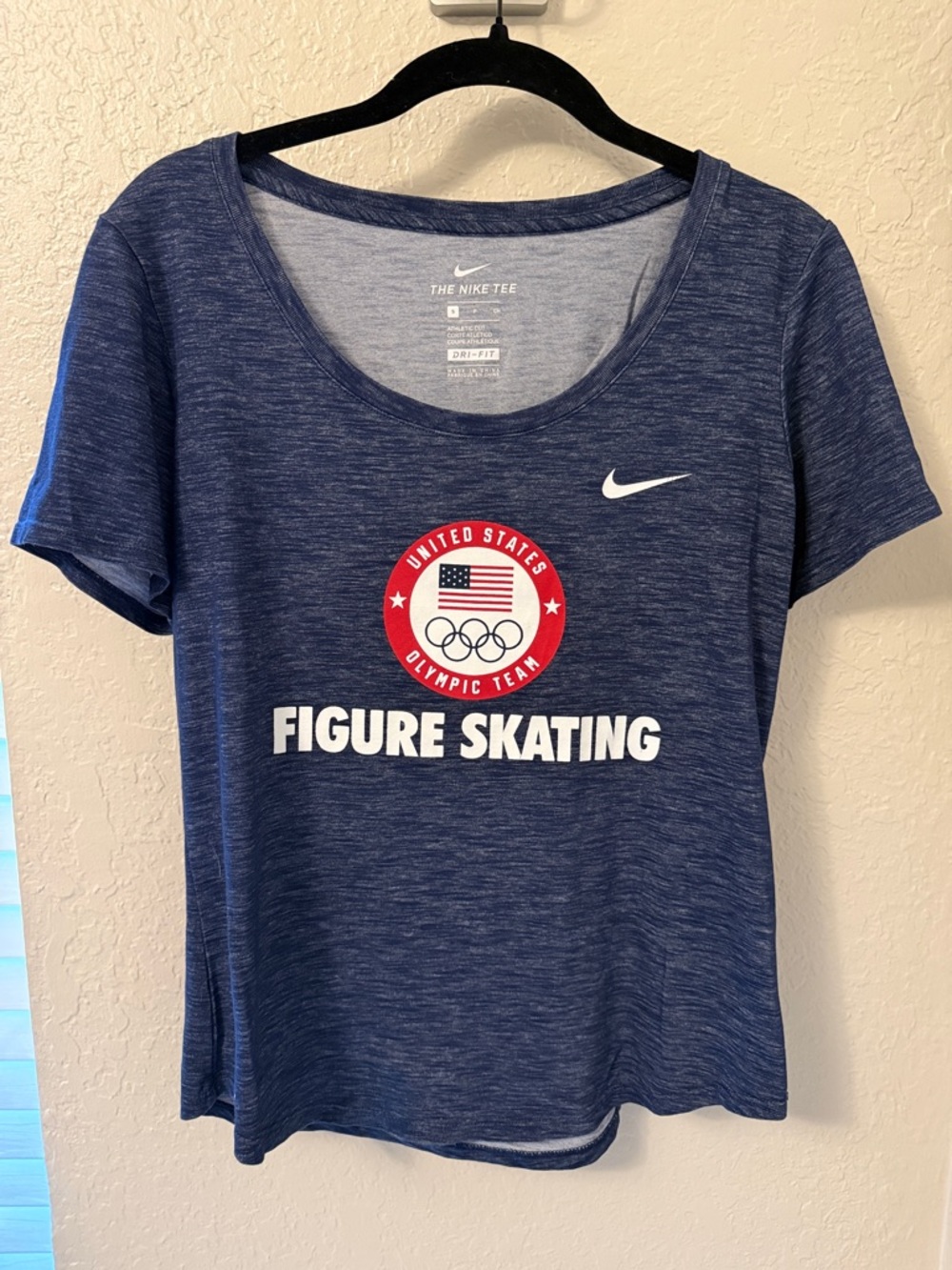 Nike Navy Blue USA Figure Skating Tee with White and Red Logo